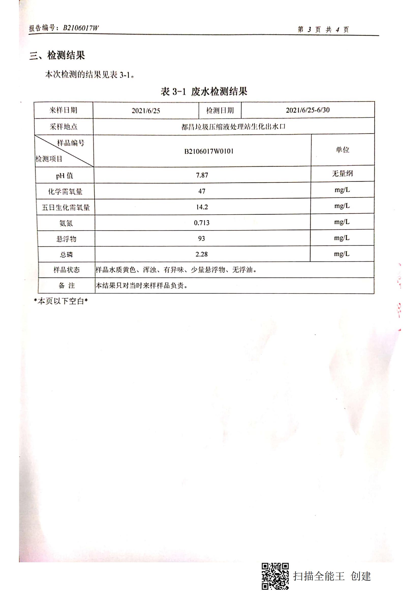 出水檢測報告